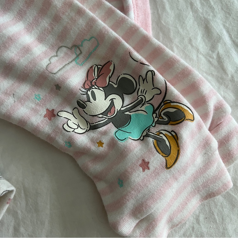 Disney Baby Pink Minnie Mouse Onesie 6 Piece Mix Match Bundle Set Puff Sleeves - Picture 6 of 10